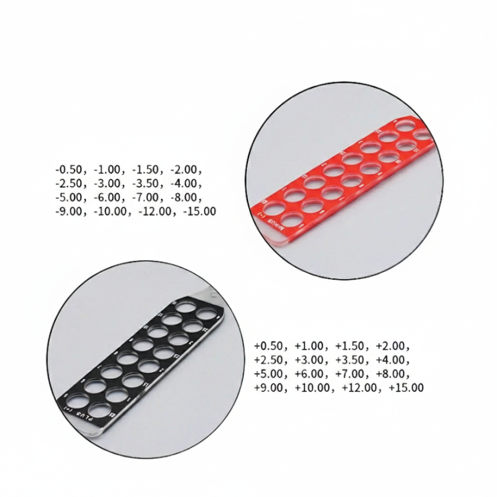 🩺 مسطرة العدسات (Lens Flipper) – أداة قياس أساسية لفحوصات الإبصار